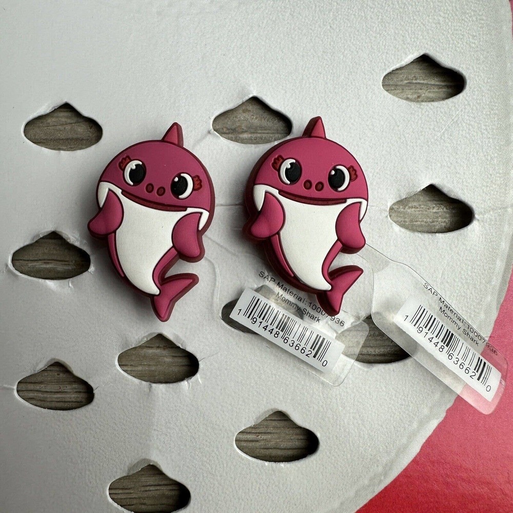 NWT BABY SHARK Momma Shark Pink Fong Nickelodeon Crocs JIBBITZ CHARMS 2 Pack - Picture 1 of 1